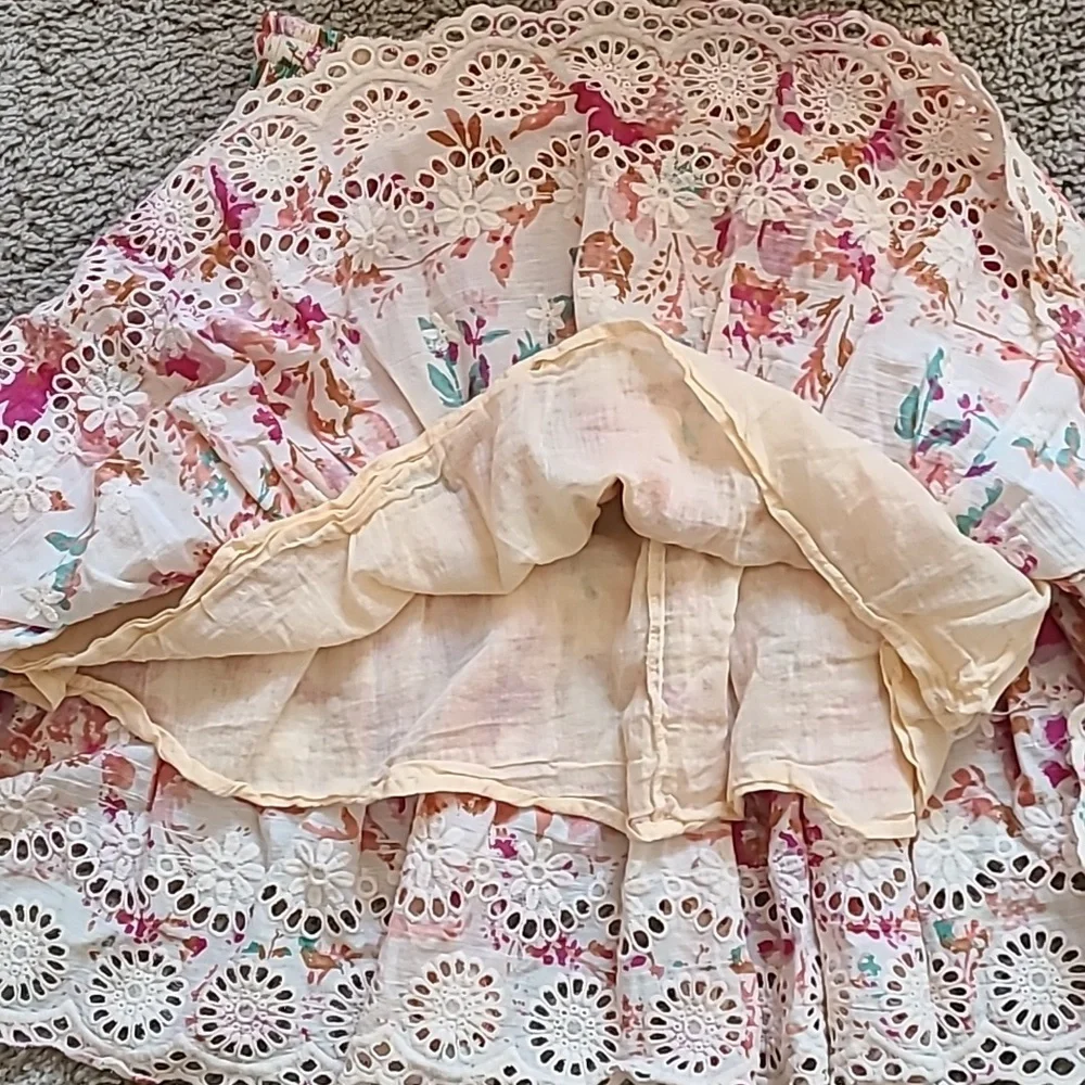 Cotton Watercolor Floral Flutter Mini Skirt - Picture 8 of 14